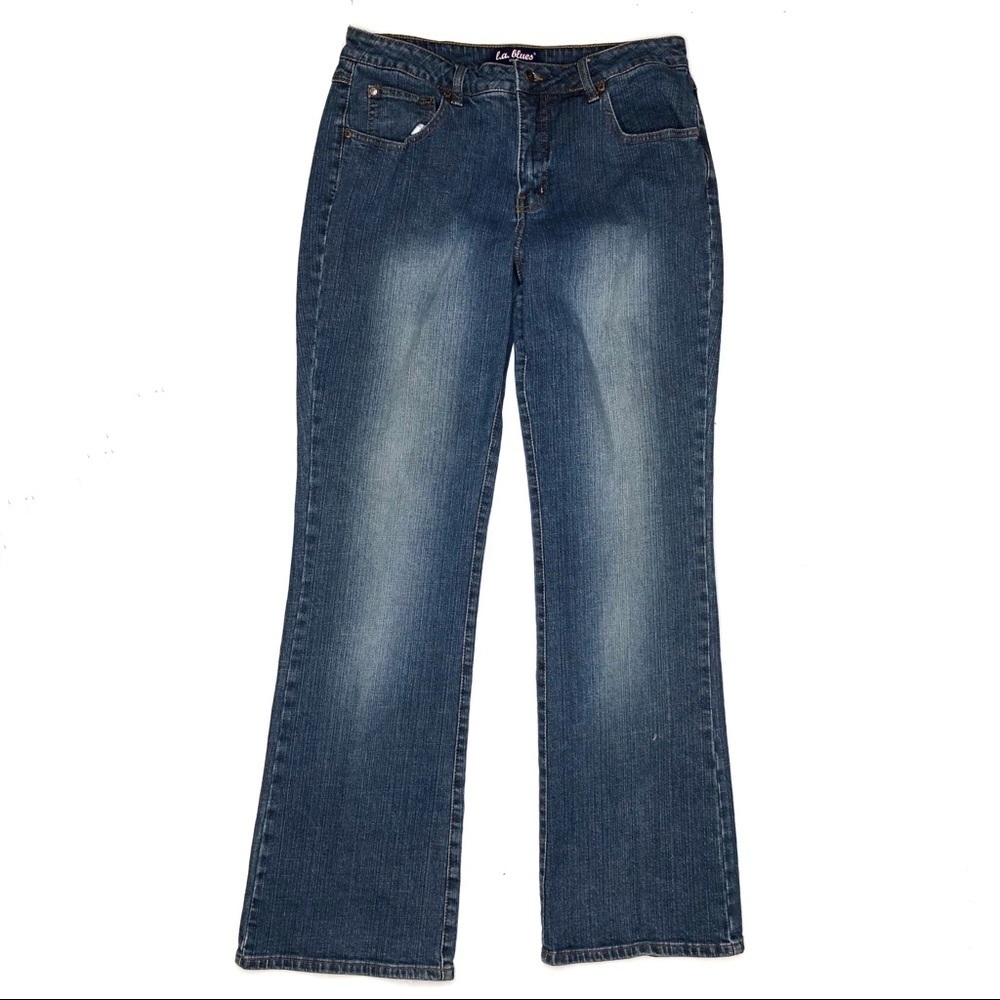 Y2K High Rise Bootcut Flare Jeans Dark Wash 2000s Vintage Size 12 Long Inseam